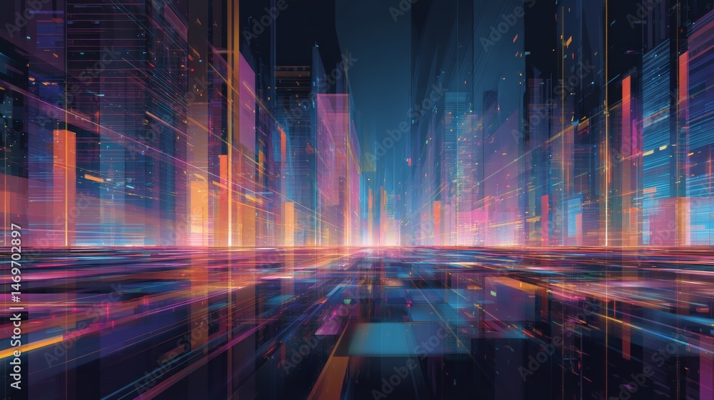 Wall mural vector-style image of futurist background abstract technology