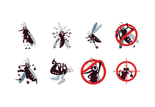 Colorful Danger Disease Mosquito Cartoon Health Illustration