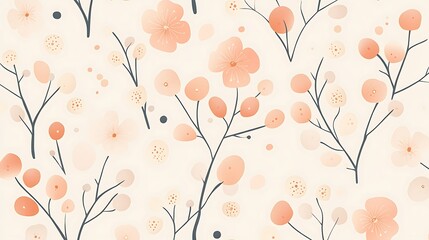 Peach Blossom Spring Seamless Pattern.