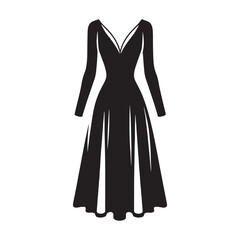 Beautiful A-line dress silhouette designed for high-end fashion – A-line dress vector – A-line dress illustration – ladies dress silhouette – silhouette of A-line dress

