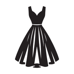 Chic A-line dress silhouette ideal for sophisticated fashion projects – A-line dress vector – A-line dress illustration – ladies dress silhouette – silhouette of A-line dress

