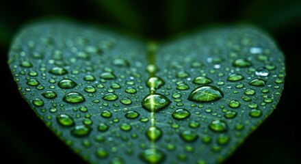 Close-up of a vibrant green leaf with water droplets against a dark background