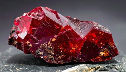 赤色に輝く宝石のガーネット。AIで生成	
