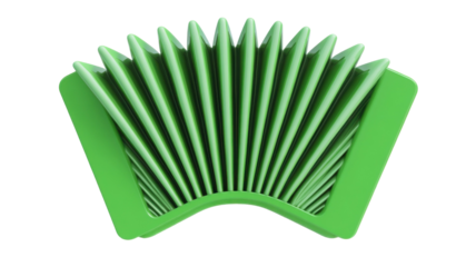 Green Accordion Icon Isolated on Clean White Background