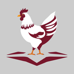 a speckled white and gray chicken standing upright isolated on a white background