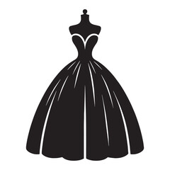 Refined ball gown silhouette perfect for formal and evening wear – ball gown vector – ball gown illustration – ladies dress silhouette – silhouette of ball gown

