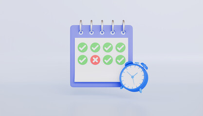 Calendar with planning detail mark on schedule, reminder and notification, Management time and planning concept