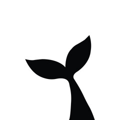 Minimalist black silhouette of a whale tail emerging from water, symbolizing marine life, nature, and ocean themes. Ideal for eco, nautical, or wildlife concepts.