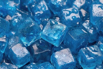 Obraz premium Blue square candies close-up