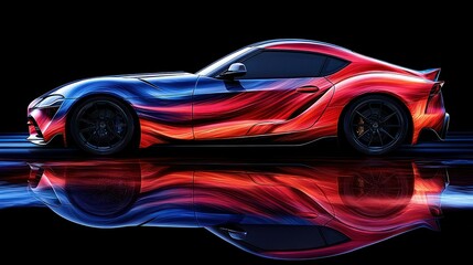 Sleek sports car with vibrant paint job