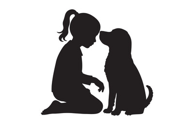 Pet Love Silhouette Design – Child with Dog Artwork