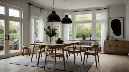 modern dining room with table