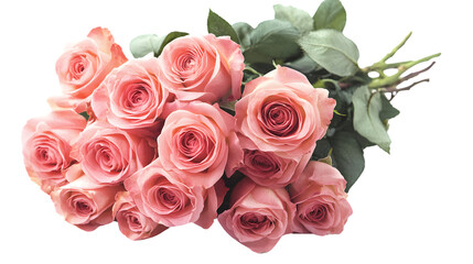 Naklejka premium Elegant Pink Roses Bouquet Isolated on Transparent Background for Floral Design Projects