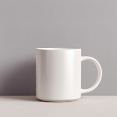 Obraz premium A pristine white ceramic mug, showcasing a clean and minimalist aesthetic in a studio shot.