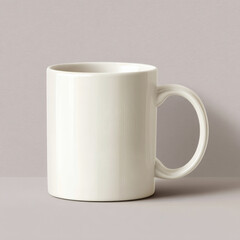 A simple, elegant image showing a pristine white mug set against a neutral background, ready for branding.