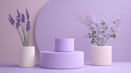 Fototapeta premium Lavender Podium with Pastel Background.