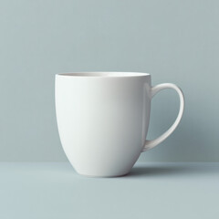 Obraz premium A pristine white coffee mug, perfectly positioned on a soft blue background, is ready for any drink.