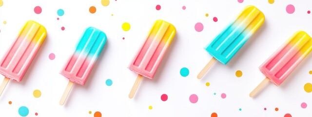 Colorful Ice Pops on White Background