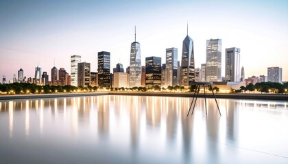 Fototapeta premium City Skyline Reflection at Dawn