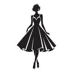Elegant cocktail dress silhouette perfect for evening wear designs – cocktail dress vector – cocktail dress illustration – ladies dress silhouette – silhouette of cocktail dress

