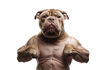 "Muscular Dog Posing: An imposing, muscular dog stands proudly with a commanding presence, its physique and posture demonstrating strength and confidence.
