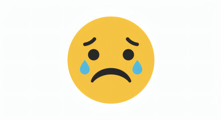 Obraz premium A Sad Emoji with Teardrops Expressing Distress