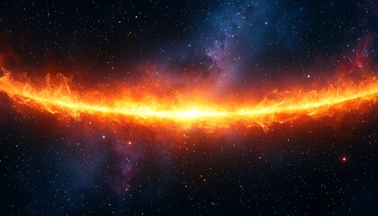 Fototapeta premium Fiery celestial ring in a vast expanse of space.