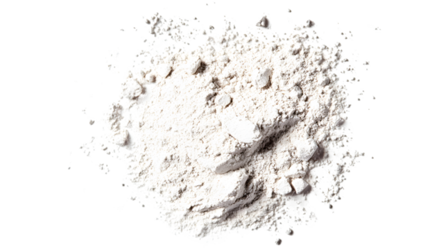 White Powder of Concrete Clay or Bentonite Isolated on Transparent Background