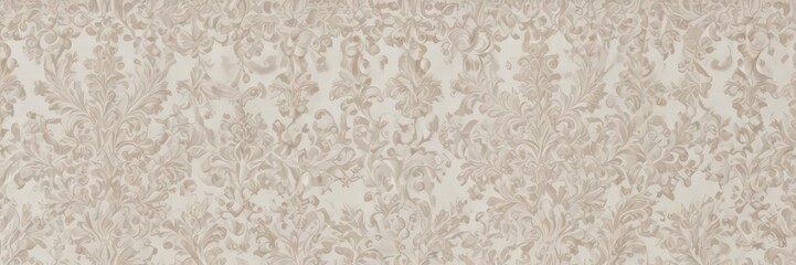 Subtle off-white damask, intricate baroque design, seamless repeat pattern , scroll, neutral, brocade
