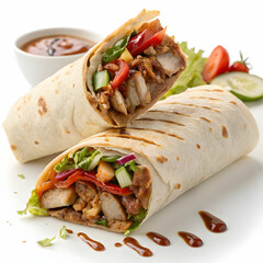 Delicious Chicken Burritos with Fresh Vegetables and Sauce