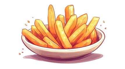 Tasty French Fries on Plate, Isolated on Transparent Background for Food Photography