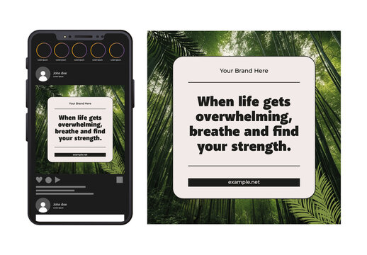 Green And Black Motivation Nature Quote Social Media Post