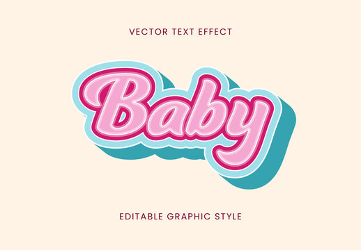 Pink And Blue Baby Font Bold Layered Comic Extruded Text Effect