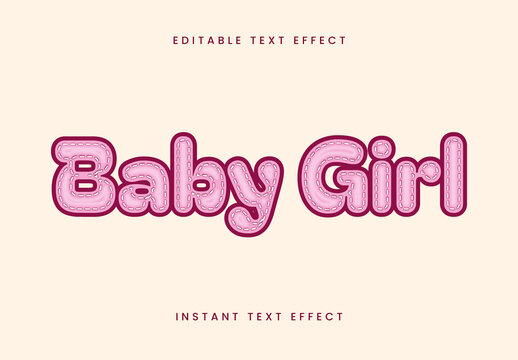 Pink And Purple Baby Font Stitched Girly Cute Text Effect