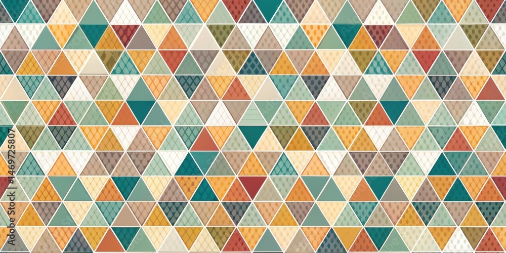 Aufkleber Abstract Geometric Pattern of Interlocking Triangles with Earthy Tones and Subtle Textures