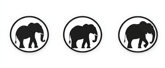 Obraz premium Silhouetted Elephants in Circles
