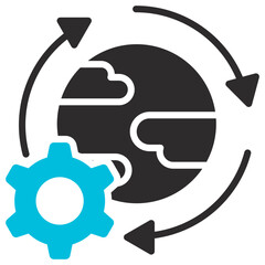 Globalization Glyph Blue Grey Icon