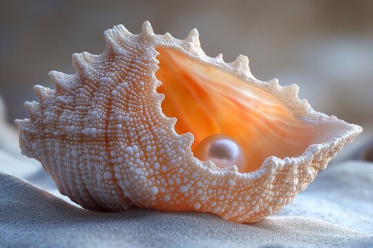 A large beautiful shell with a pearl.
