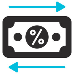 Exchange Rate Glyph Blue Grey Icon