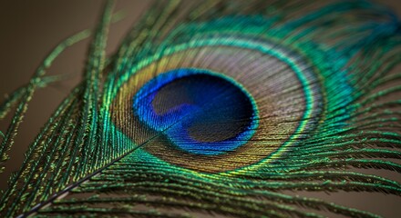 Obraz premium Peacock Feather Detail Close Up Vibrant Colors
