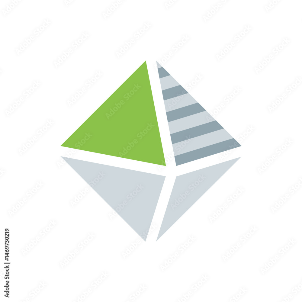 Aufkleber abstract geometric shape with green triangle and striped section in a diamond like formation design