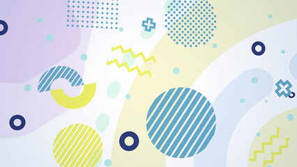 メンフィス風の図形や模様が並ぶポップな平面構成 - ホワイト