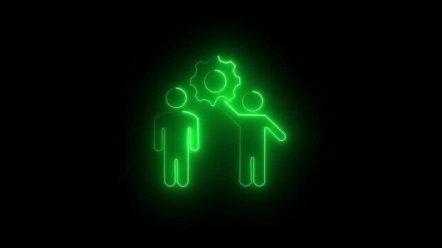 Glowing neon apprenticeship icon isolated on black background. HD Video motion graphic animation