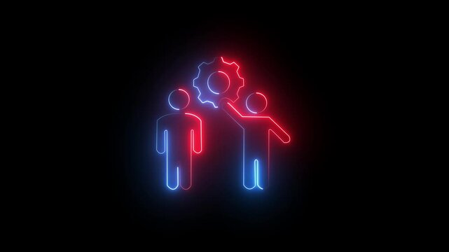 Glowing neon apprenticeship icon isolated on black background. HD Video motion graphic animation