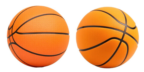 Fototapeta premium Two Orange Basketballs Side by Side, Isolated on Transparent Background