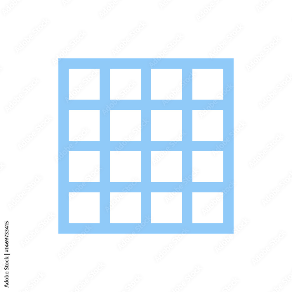 Aufkleber a light blue square grid with sixteen smaller square cells arranged in a four by four configuration 