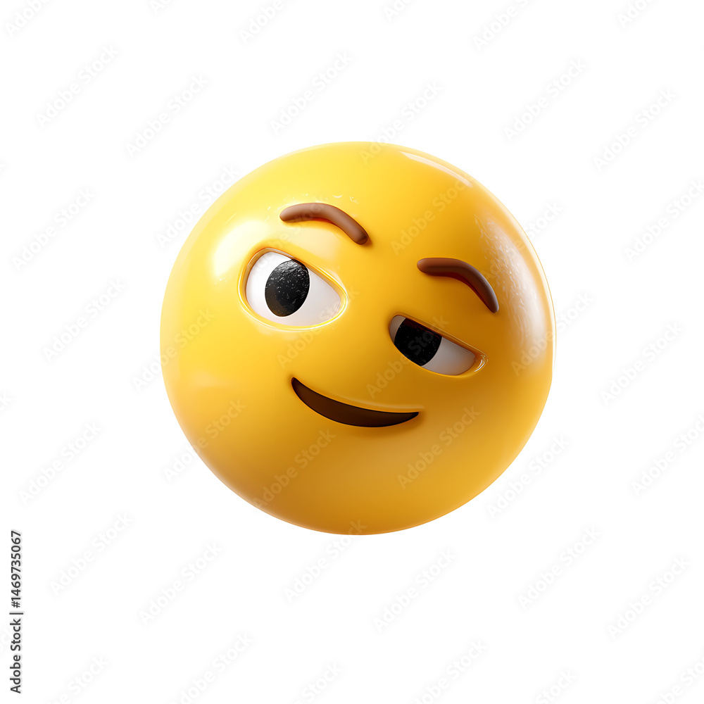 Poster 3d render of a mischievous winking emoji on transparent background