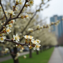 Brotes de d&aacute;tiles floreciendo a lo largo de la carretera del parque