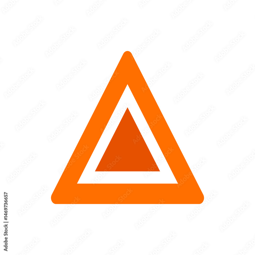 Aufkleber orange outlined triangle containing a smaller orange triangle on a white background design vector