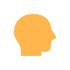 Illustration of a simple orange head silhouette profile view on a white background with smooth edges design